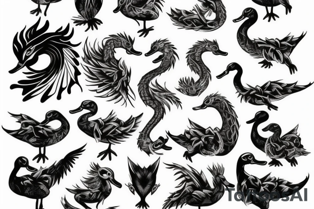 Duck Dragon tattoo idea
