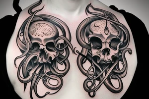 octopus skull realistic coverup tattoo idea
