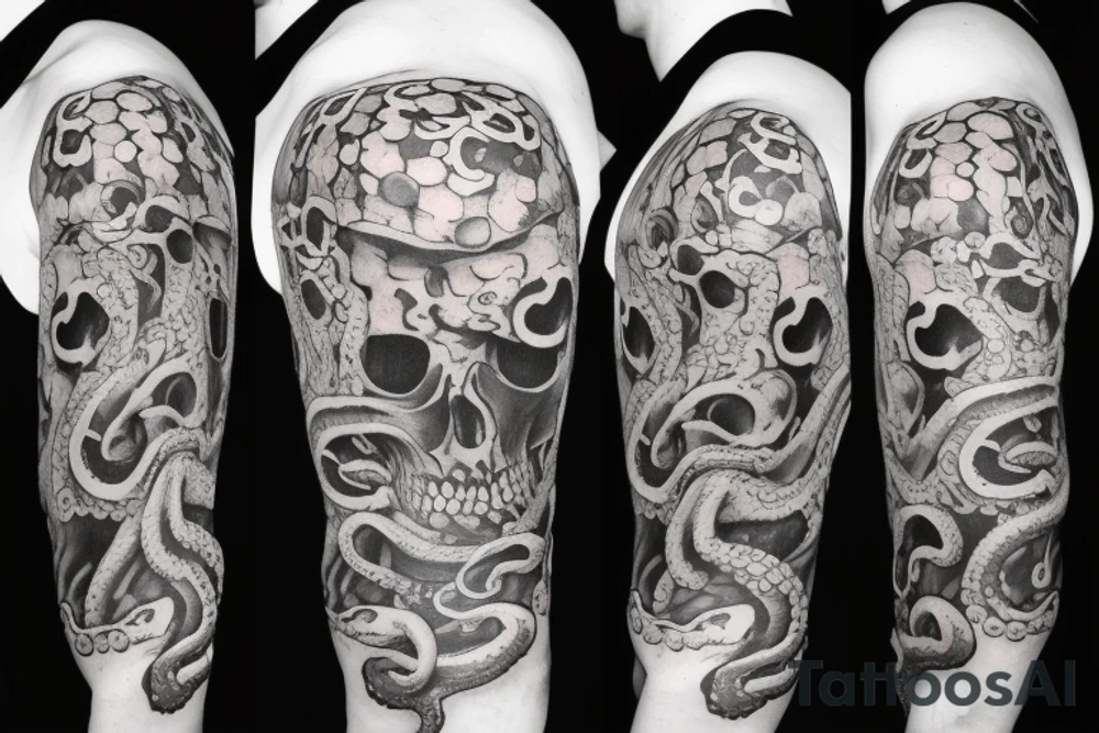 octopus skull realistic coverup tattoo idea