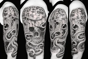 octopus skull realistic coverup tattoo idea