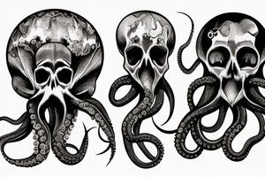 octopus skull dark tattoo idea