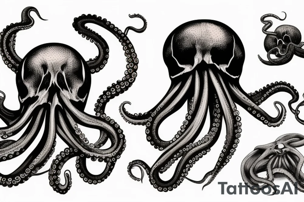 octopus skull dark tattoo idea