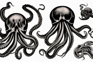 octopus skull dark tattoo idea