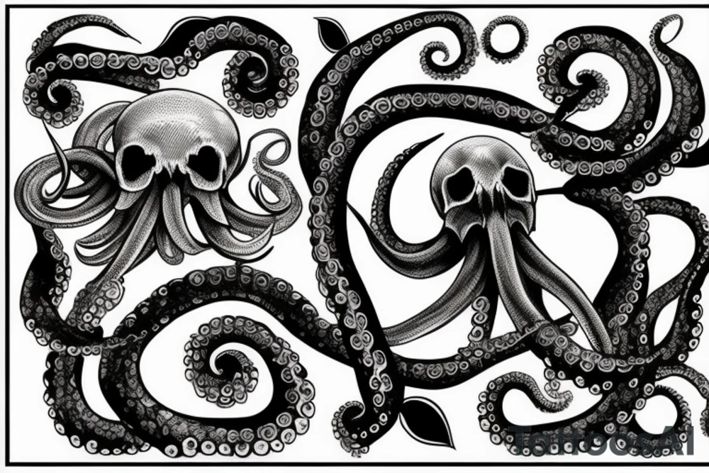 octopus skull dark tattoo idea