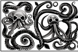 octopus skull dark tattoo idea