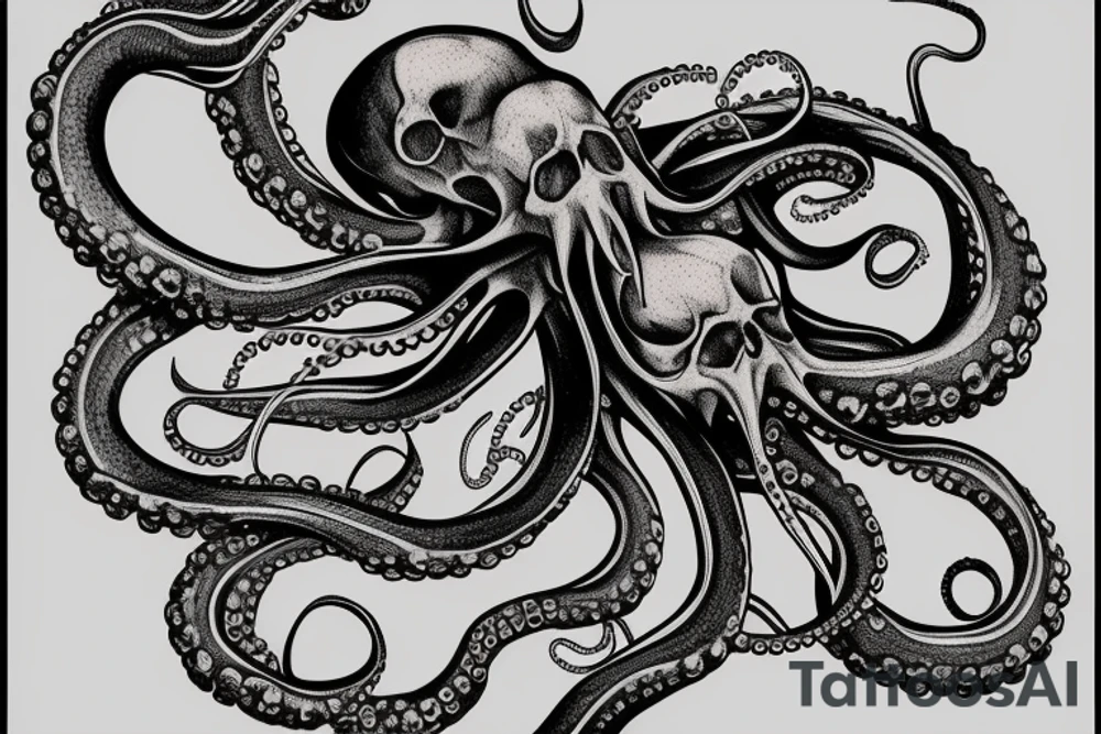 octopus skull dark tattoo idea