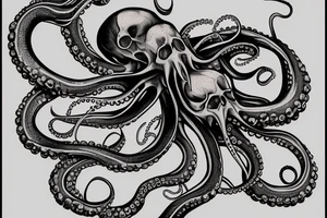 octopus skull dark tattoo idea