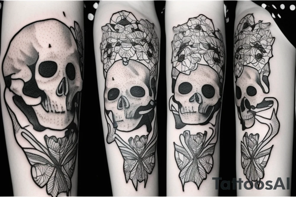 cat skull tattoo idea