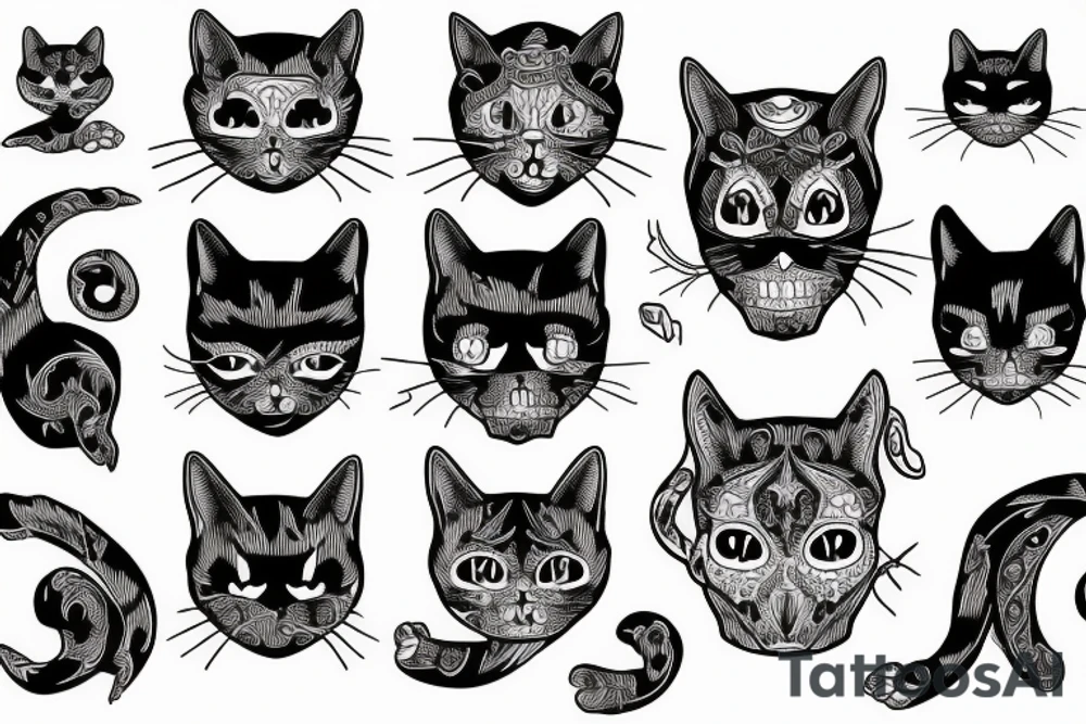 cat skull tattoo idea