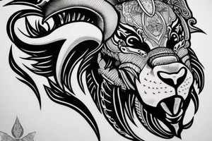 front view is an elite design with a ram slightly angry look realistic. smooth transition dotwork. background blank tattoo idea