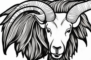 front view is an with a realistic ram slightly angry look realistic. smooth transition dotwork. background blank tattoo idea