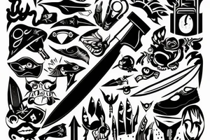 A little boy hiding a knife tattoo idea