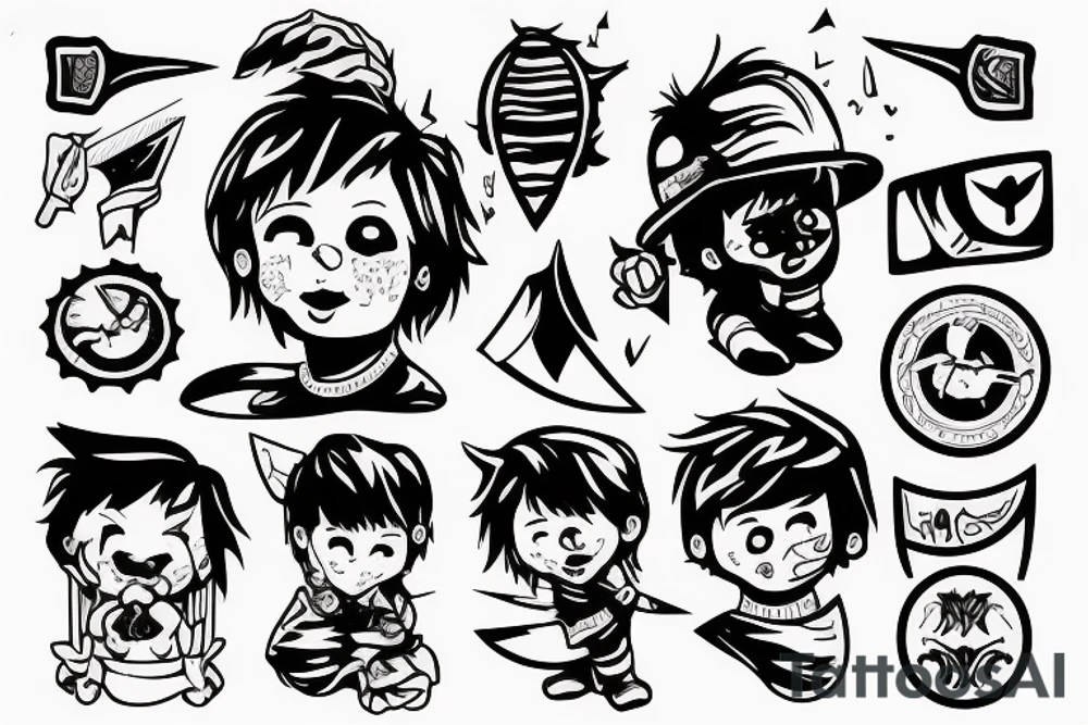A little boy hiding a knife tattoo idea