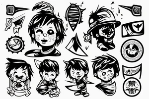 A little boy hiding a knife tattoo idea