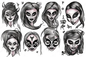 Woman’s face morphed into a alien tattoo idea