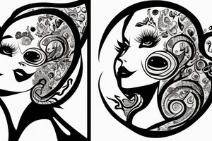 Woman’s face morphed into a alien tattoo idea