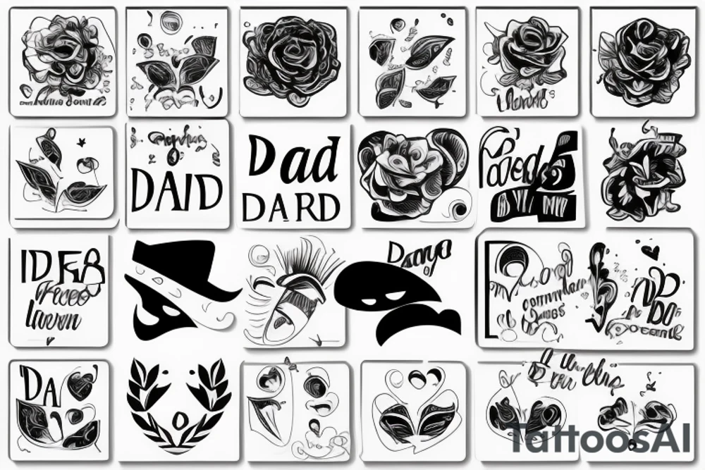 dad and daughter line art tattoo idea