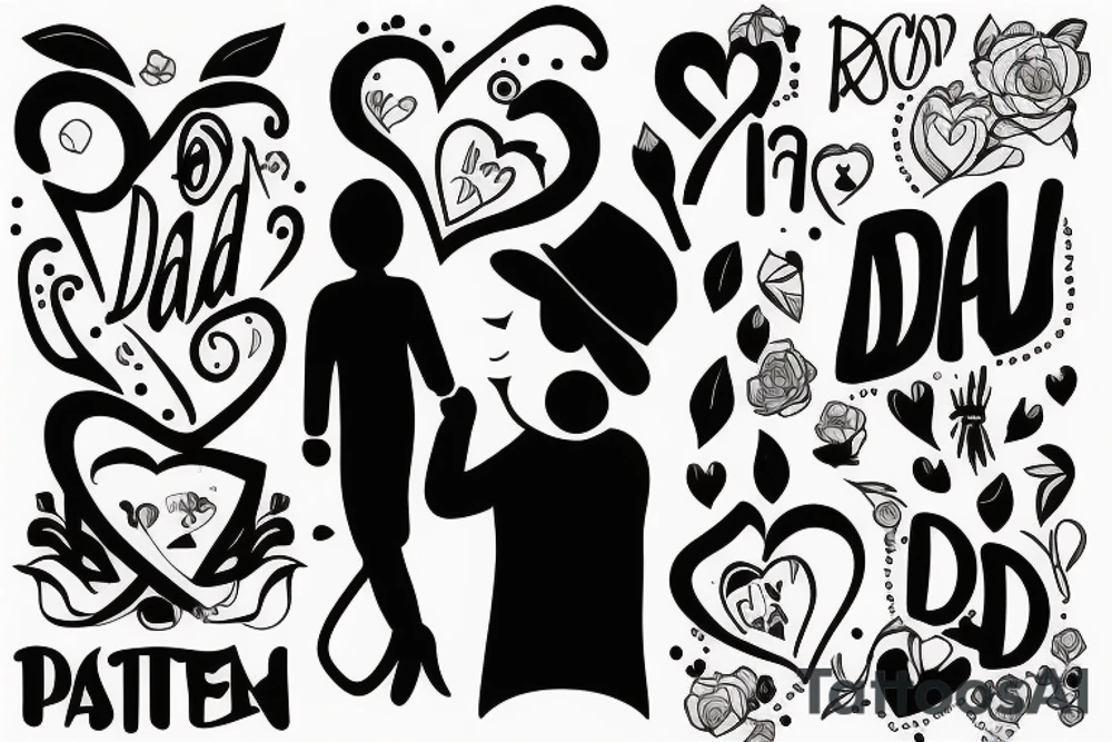 dad and daughter line art tattoo idea