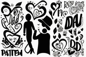 dad and daughter line art tattoo idea