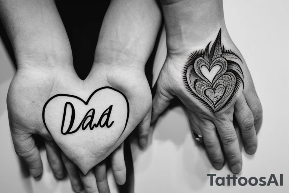 dad holding the daughter heart tattoo idea