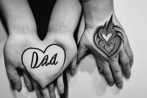 dad holding the daughter heart tattoo idea