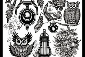 owl holding a lantern tattoo idea