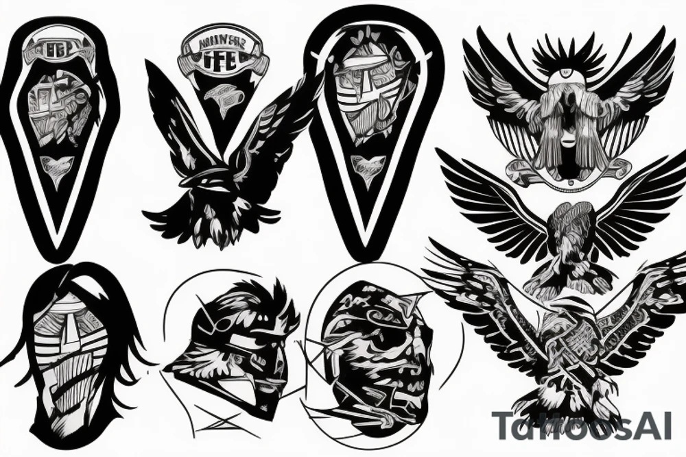 hawk with foo fighters flag tattoo idea