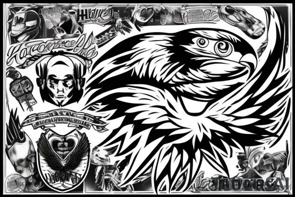 hawk with foo fighters flag tattoo idea