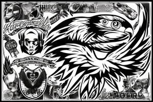 hawk with foo fighters flag tattoo idea