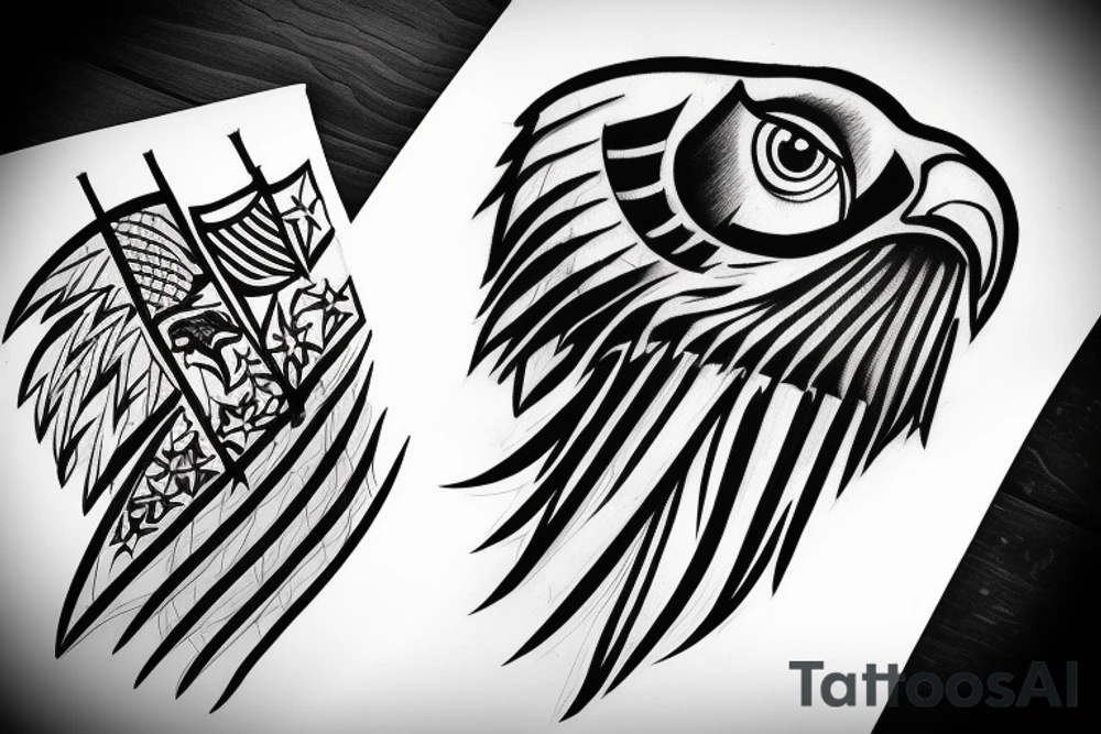 hawk with flag tattoo idea