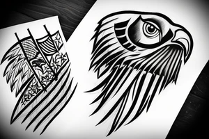 hawk with flag tattoo idea