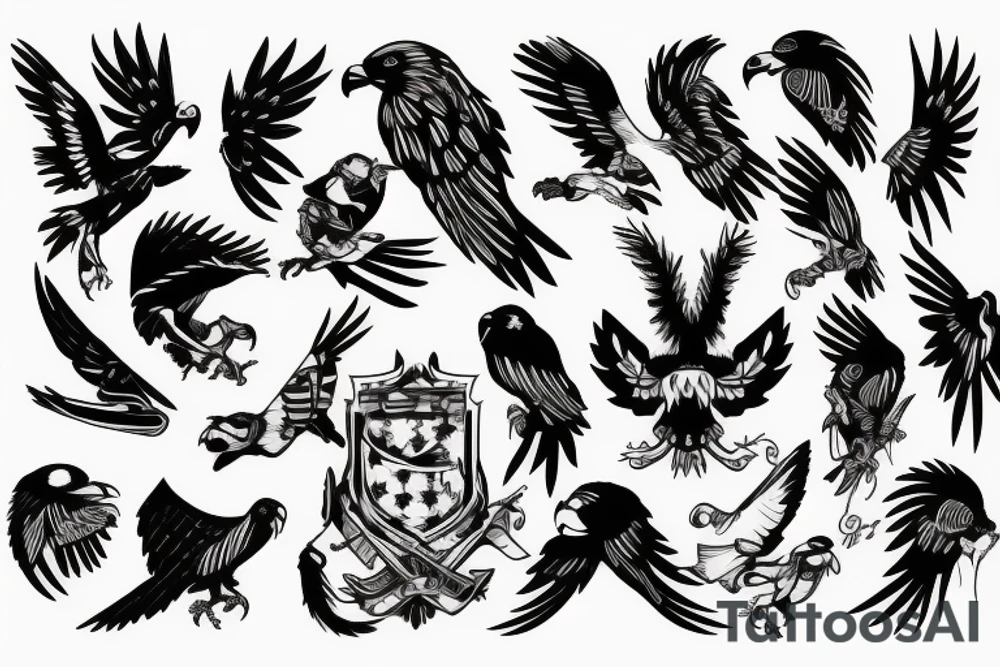 hawk with flag tattoo idea