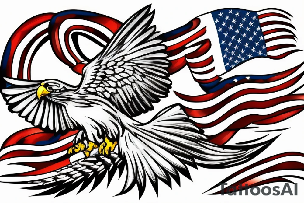 hawk with flag tattoo idea