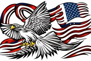 hawk with flag tattoo idea
