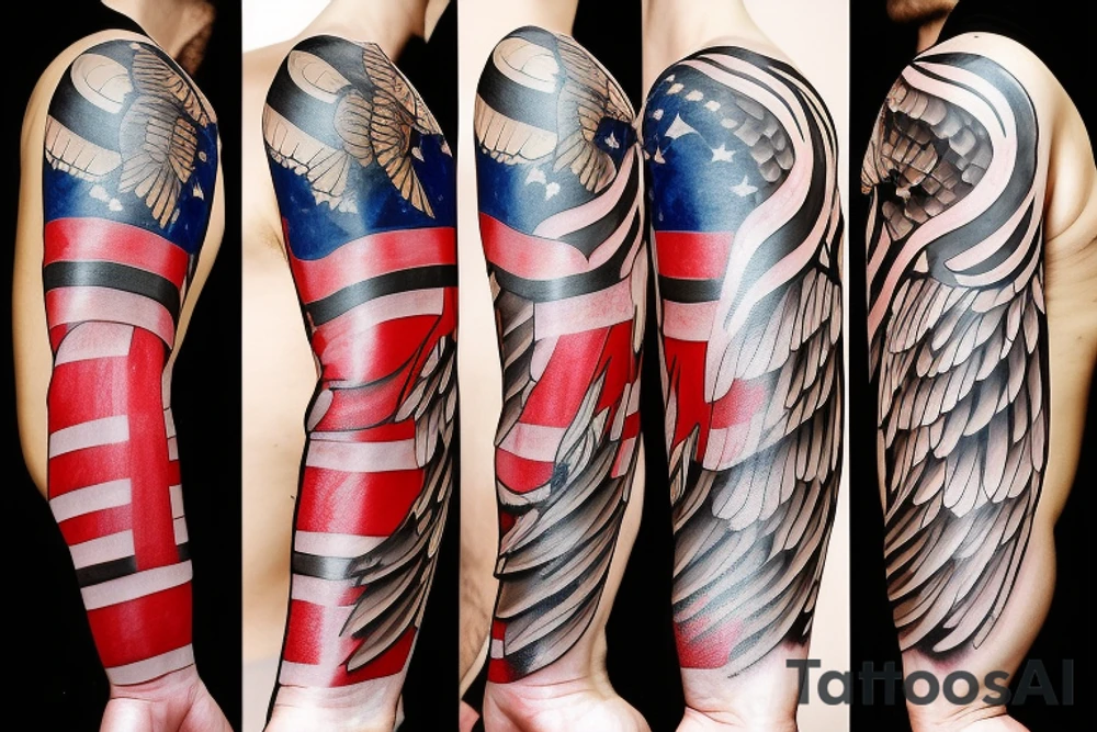 hawk with flag tattoo idea