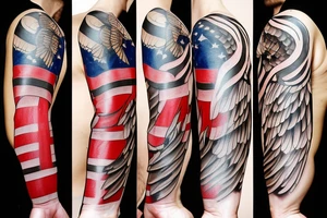 hawk with flag tattoo idea