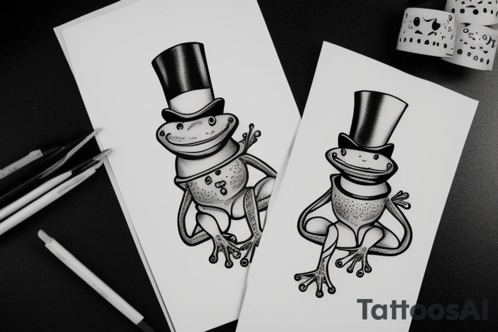 a frog with a top hat tattoo idea