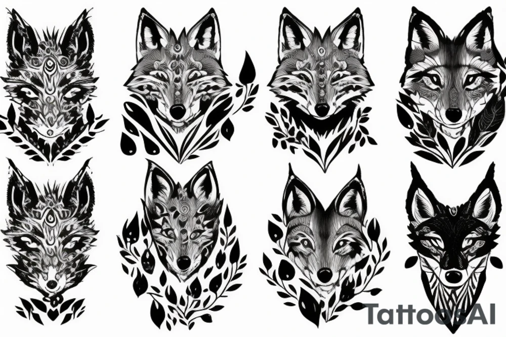 nature, fox, lynx, wolf, forest tattoo idea