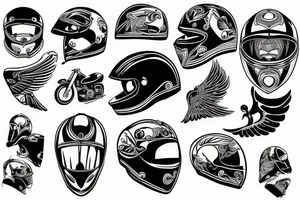 Motorcycle, helmet, wings, spurg plug tattoo idea