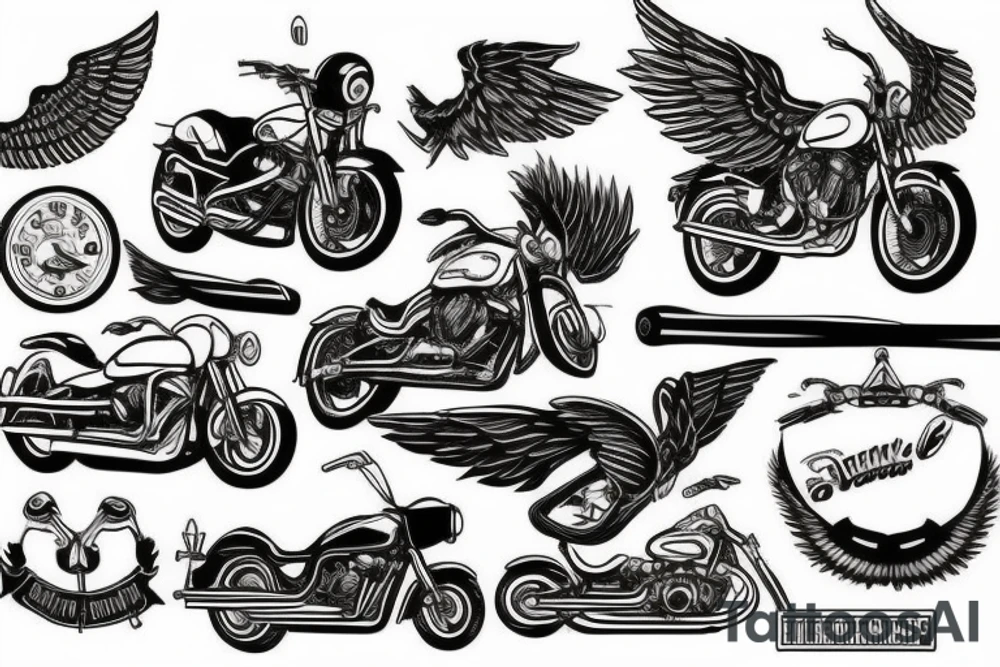 Motorcycle, wings, spurg plug tattoo idea
