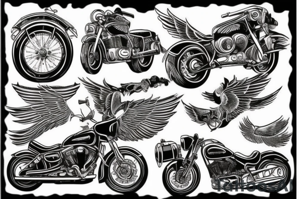 Motorcycle, wings, spurg plug tattoo idea