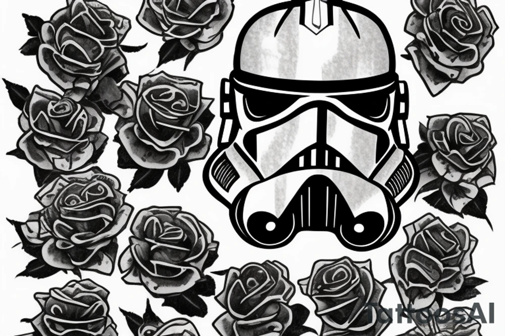 Clone Trooper Helmet Broken with roses coming out tattoo idea