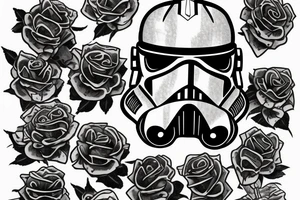 Clone Trooper Helmet Broken with roses coming out tattoo idea