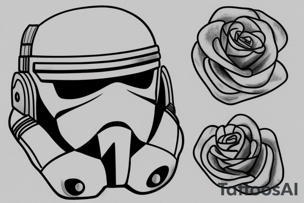 Clone Trooper Helmet Broken with roses coming out tattoo idea