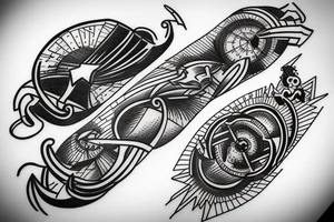 Speedboat going across water in a ring around leg tattoo idea