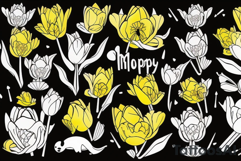 Yellow tulips, hippos, love, mom, happy tattoo idea