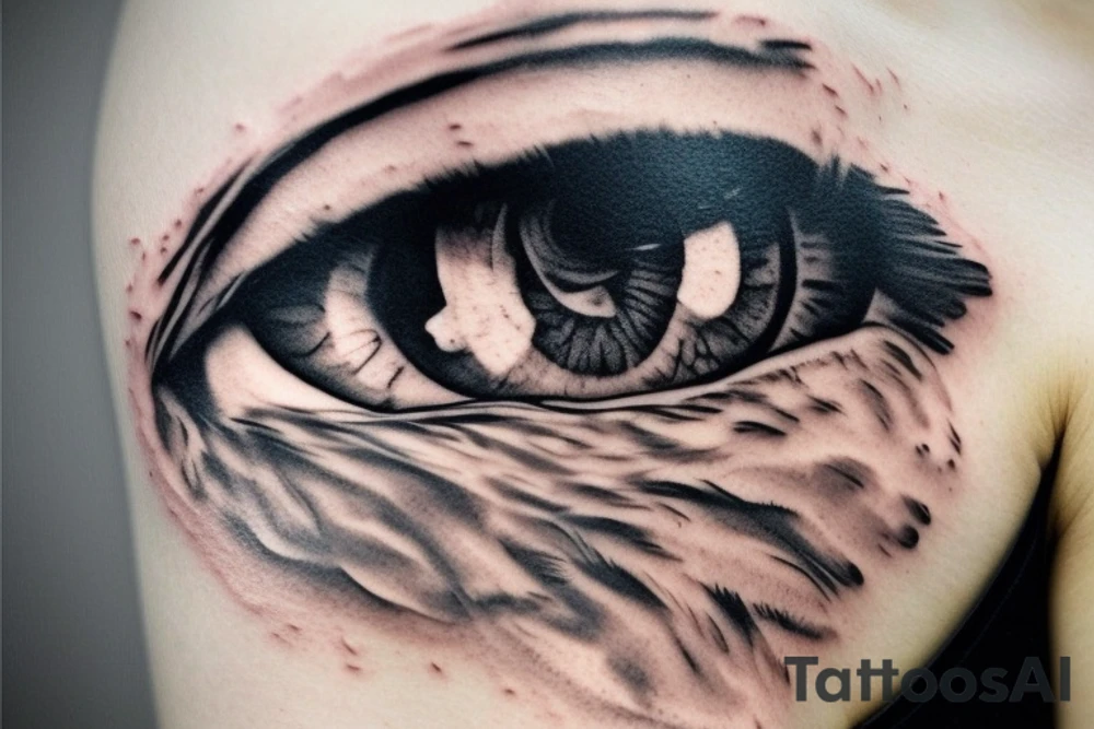 Hyper realistic Owl eye tattoo idea