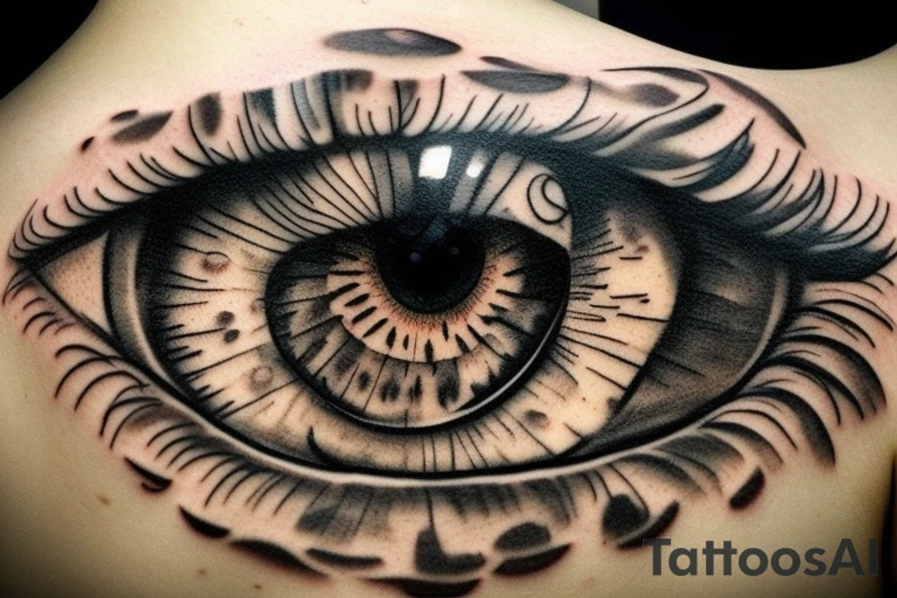 Realistic Owl eye tattoo idea