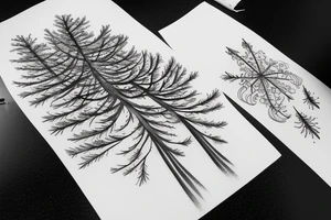 pine tree turning into flower tattoo idea