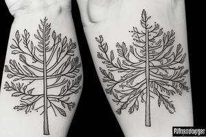 pine tree turning into flower tattoo idea